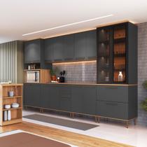 Armario de Cozinha Modulada Completa 7 Peças com Bancada 360cm Isabelle Delmarco