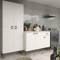Armário de Cozinha Modulada Completa Compacta Balcão Madrid Branco - RosaFor