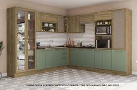 Armário de Cozinha Modulada Completa de Canto 14 peças 2,99X2,98m 265 Botanic Kappesberg Armário de Cozinha Modulada Completa de Canto 14 peças 2,99X2,98m 265 Botanic Kappesberg