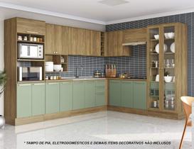 Armário de Cozinha Modulada Completa de Canto 14 peças 3,29x2,58m 214 Botanic Kappesberg