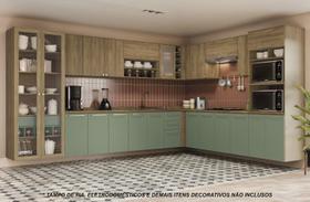 Armário de Cozinha Modulada Completa de Canto 18 peças 3,79x2,88m 211 Botanic Kappesberg