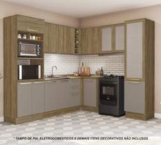 Armário de Cozinha Modulada Completa de Canto 8 peças 2,49X2,28m 272 Botanic Kappesberg