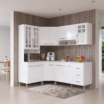 Armário de Cozinha Modulada Completa De Canto Fidelitá Viena 5 Peças 340cm 12 Portas 3 Gavetas Com Tampo Branco Armário de Cozinha Modulada Completa De Canto Fidelitá Viena 5 Peças 340cm 12 Portas 3 Gavetas Com Tampo Branco