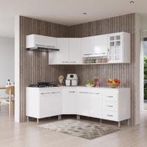 Armário de Cozinha Modulada Completa de Canto Fidelitá Viena 6 Peças 340cm 12 Portas 3 Gavetas Com Tampo Branco Armário de Cozinha Modulada Completa de Canto Fidelitá Viena 6 Peças 340cm 12 Portas 3 Gavetas Com Tampo Branco