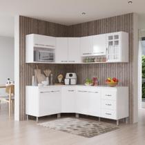 Armário de Cozinha Modulada Completa de Canto Fidelitá Viena 6 Peças 340cm 12 Portas 3 Gavetas Com Tampo Branco Armário de Cozinha Modulada Completa de Canto Fidelitá Viena 6 Peças 340cm 12 Portas 3 Gavetas Com Tampo Branco