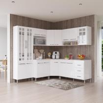 Armário de Cozinha Modulada Completa de Canto Fidelitá Viena 7 Peças 410cm 16 Portas 3 Gavetas Com Tampo Branco - Fidelitá Móveis Armário de Cozinha Modulada Completa de Canto Fidelitá Viena 7 Peças 410cm 16 Portas 3 Gavetas Com Tampo Branco - Fidelitá Móveis