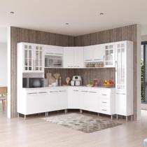Armário de Cozinha Modulada Completa de Canto Fidelitá Viena 8 Peças 445cm 18 Portas 3 Gavetas Com Tampo Branco Armário de Cozinha Modulada Completa de Canto Fidelitá Viena 8 Peças 445cm 18 Portas 3 Gavetas Com Tampo Branco