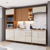 Armário de Cozinha Modulada Completa Fidelitá Berlim 5 Peças 270cm 11 Portas 2 Gavetas Sem Tampo Freijó/Off-White Armário de Cozinha Modulada Completa Fidelitá Berlim 5 Peças 270cm 11 Portas 2 Gavetas Sem Tampo Freijó/Off-White