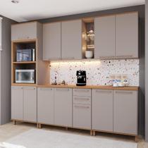 Armário de Cozinha Modulada Completa Fidelitá Berlim 5 Peças 270cm 12 Portas 2 Gavetas Com Tampo Camurça/Freijó. - Fidelitá Móveis Armário de Cozinha Modulada Completa Fidelitá Berlim 5 Peças 270cm 12 Portas 2 Gavetas Com Tampo Camurça/Freijó. - Fidelitá Móveis