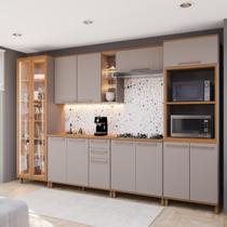 Armário de Cozinha Modulada Completa Fidelitá Berlim 6 Peças 340cm 13 Portas 3 Gavetas Com Tampo Camurça/Freijó Armário de Cozinha Modulada Completa Fidelitá Berlim 6 Peças 340cm 13 Portas 3 Gavetas Com Tampo Camurça/Freijó