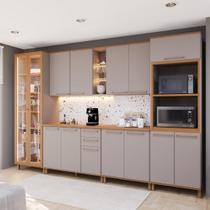 Armário de Cozinha Modulada Completa Fidelitá Berlim 6 Peças 340cm 14 Portas 3 Gavetas Com Tampo Camurça/Freijó Armário de Cozinha Modulada Completa Fidelitá Berlim 6 Peças 340cm 14 Portas 3 Gavetas Com Tampo Camurça/Freijó