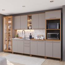 Armário de Cozinha Modulada Completa Fidelitá Berlim 6 Peças 340cm 14 Portas 3 Gavetas Sem Tampo Camurça/Freijó Armário de Cozinha Modulada Completa Fidelitá Berlim 6 Peças 340cm 14 Portas 3 Gavetas Sem Tampo Camurça/Freijó