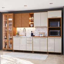 Armário de Cozinha Modulada Completa Fidelitá Berlim 6 Peças 340cm 14 Portas 3 Gavetas Sem Tampo Freijó/Off-White Armário de Cozinha Modulada Completa Fidelitá Berlim 6 Peças 340cm 14 Portas 3 Gavetas Sem Tampo Freijó/Off-White