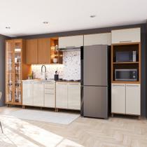 Armário de Cozinha Modulada Completa Fidelitá Berlim 7 Peças 420cm 14 Portas 3 Gavetas Sem Tampo Freijó/Off-White Armário de Cozinha Modulada Completa Fidelitá Berlim 7 Peças 420cm 14 Portas 3 Gavetas Sem Tampo Freijó/Off-White