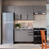 Armário de Cozinha Modulada Completa Fidelitá Mônaco 4 Peças 280cm 7 Portas 3 Gavetas Sem Tampo Chumbo/Titânio Armário de Cozinha Modulada Completa Fidelitá Mônaco 4 Peças 280cm 7 Portas 3 Gavetas Sem Tampo Chumbo/Titânio