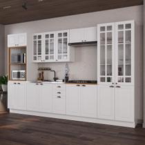 Armário de Cozinha Modulada Completa Fidelitá Nara 100% MDF 6 Peças 350cm 18 Portas 2 Gavetas Sem Tampo e Rodapé Branco Armário de Cozinha Modulada Completa Fidelitá Nara 100% MDF 6 Peças 350cm 18 Portas 2 Gavetas Sem Tampo e Rodapé Branco