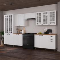 Armário de Cozinha Modulada Completa Fidelitá Nara 100% MDF 6 Peças 360cm 16 Portas 2 Gavetas Com Tampo Branco Armário de Cozinha Modulada Completa Fidelitá Nara 100% MDF 6 Peças 360cm 16 Portas 2 Gavetas Com Tampo Branco
