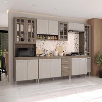 Armário de Cozinha Modulada Completa Fidelitá Paris 6 Peças 295cm 15 Portas 3 Gavetas Com Tampo Nogal/Salinas Armário de Cozinha Modulada Completa Fidelitá Paris 6 Peças 295cm 15 Portas 3 Gavetas Com Tampo Nogal/Salinas