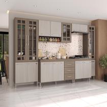 Armário de Cozinha Modulada Completa Fidelitá Paris 6 Peças 295cm 15 Portas 3 Gavetas Com Tampo Nogal/Salinas Armário de Cozinha Modulada Completa Fidelitá Paris 6 Peças 295cm 15 Portas 3 Gavetas Com Tampo Nogal/Salinas