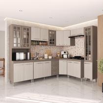 Armário de Cozinha Modulada Completa Fidelitá Paris 8 Peças 445cm 18 Portas 3 Gavetas Com Tampo Nogal/Salinas Armário de Cozinha Modulada Completa Fidelitá Paris 8 Peças 445cm 18 Portas 3 Gavetas Com Tampo Nogal/Salinas