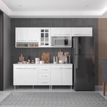 Armário de Cozinha Modulada Completa Fidelitá Viena 5 Peças 260cm 11 Portas 3 Gavetas Com Tampo Branco Armário de Cozinha Modulada Completa Fidelitá Viena 5 Peças 260cm 11 Portas 3 Gavetas Com Tampo Branco