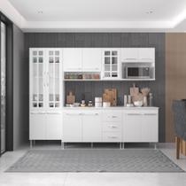 Armário de Cozinha Modulada Completa Fidelitá Viena 5 Peças 260cm 13 Portas 3 Gavetas Com Tampo Branco Armário de Cozinha Modulada Completa Fidelitá Viena 5 Peças 260cm 13 Portas 3 Gavetas Com Tampo Branco