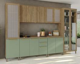 Armário de Cozinha Modulada Completa Reta 12 peças 3,30m 261 Botanic Kappesberg