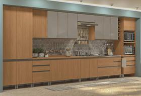 Armário de Cozinha Modulada Completa Reta 25 Peças 5,65m 320 Maxxi Canela Kappesberg