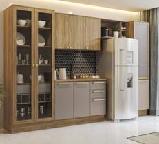 Armário de Cozinha Modulada Completa Reta 6 peças 3,30m 235 Botanic Kappesberg