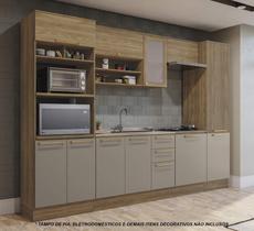 Armário de Cozinha Modulada Completa Reta 7 peças 3,00m 268 Botanic Kappesberg