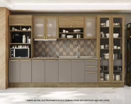 Armário de Cozinha Modulada Completa Reta 7 peças 3,50m 224 Botanic Kappesberg Armário de Cozinha Modulada Completa Reta 7 peças 3,50m 224 Botanic Kappesberg