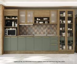 Armário de Cozinha Modulada Completa Reta 7 peças 3,50m 224 Botanic Kappesberg Armário de Cozinha Modulada Completa Reta 7 peças 3,50m 224 Botanic Kappesberg