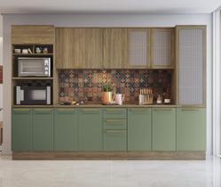 Armário de Cozinha Modulada Completa Reta 8 peças 3,20m 243 Botanic Kappesberg