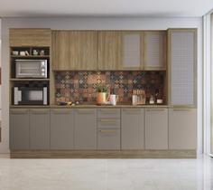 Armário de Cozinha Modulada Completa Reta 8 peças 3,20m 243 Botanic Kappesberg
