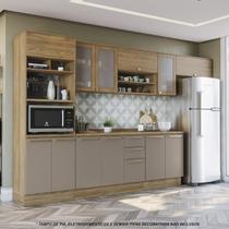 Armário de Cozinha Modulada Completa Reta 8 peças 3,50m 215 Botanic Kappesberg