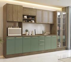 Armário de Cozinha Modulada Completa Reta 8 peças 3,50m 257 Botanic Kappesberg