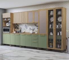 Armário de Cozinha Modulada Completa Reta 9 peças 4,00m 256 Botanic Kappesberg Armário de Cozinha Modulada Completa Reta 9 peças 4,00m 256 Botanic Kappesberg