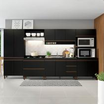 Armário de Cozinha Modulada Completo Sabrina 360x202 Cm 6 Peças MDP Preto Menu Móveis Armário de Cozinha Modulada Completo Sabrina 360x202 Cm 6 Peças MDP Preto Menu Móveis