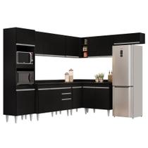 Armário de Cozinha Modulada de Canto 8 Peças CP02 Balcão com Tampo Preto - Lumil Armário de Cozinha Modulada de Canto 8 Peças CP02 Balcão com Tampo Preto - Lumil