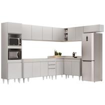 Armário de Cozinha Modulada de Canto 8 Peças CP07 Balcão Branco - Lumil Armário de Cozinha Modulada de Canto 8 Peças CP07 Balcão Branco - Lumil