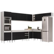 Armário de Cozinha Modulada de Canto 8 Peças CP07 Balcão Branco/Preto - Lumil Armário de Cozinha Modulada de Canto 8 Peças CP07 Balcão Branco/Preto - Lumil