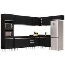 Armário de Cozinha Modulada de Canto 8 Peças CP07 Balcão Preto - Lumil