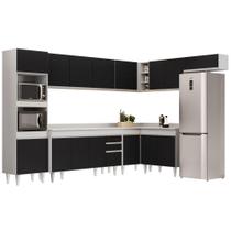 Armário de Cozinha Modulada de Canto 8 Peças CP08 Balcão com Tampo Branco/Preto - Lumil