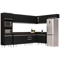 Armário de Cozinha Modulada de Canto 8 Peças CP08 Balcão com Tampo Preto - Lumil