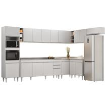 Armário de Cozinha Modulada de Canto 9 Peças CP06 Balcão com Pia Inox Branco - Lumil - Lumil Móveis