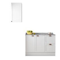 Armário de Cozinha Modulado 2 Peças Com Pia Inox CJ12 Duna P09 Branco - Mpozenato