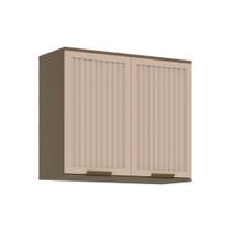 Armário de Cozinha Modulado Aéreo p/ Connect c/2 Portas Ripadas 80cm Duna/Cristal - Henn Armário de Cozinha Modulado Aéreo p/ Connect c/2 Portas Ripadas 80cm Duna/Cristal - Henn