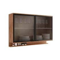 Armário de Cozinha Modulado Alpha 2500 c/ 2 Portas c/ Vidro Canelado 120cm Freijo - Carraro