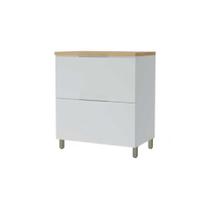 Armário de Cozinha Modulado Balcão Marquesa 1 Porta e 1 Gaveta c/ Tampo 80cm Branca/Nature - Nesher