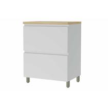 Armário de Cozinha Modulado Balcão Rainha 1 Porta e 1 Gaveta c/ Tampo 70cm Branca/Nature - Nesher